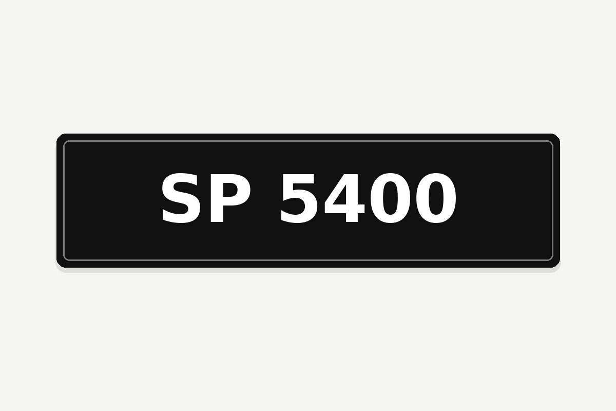 SP 5400 number plate illustration